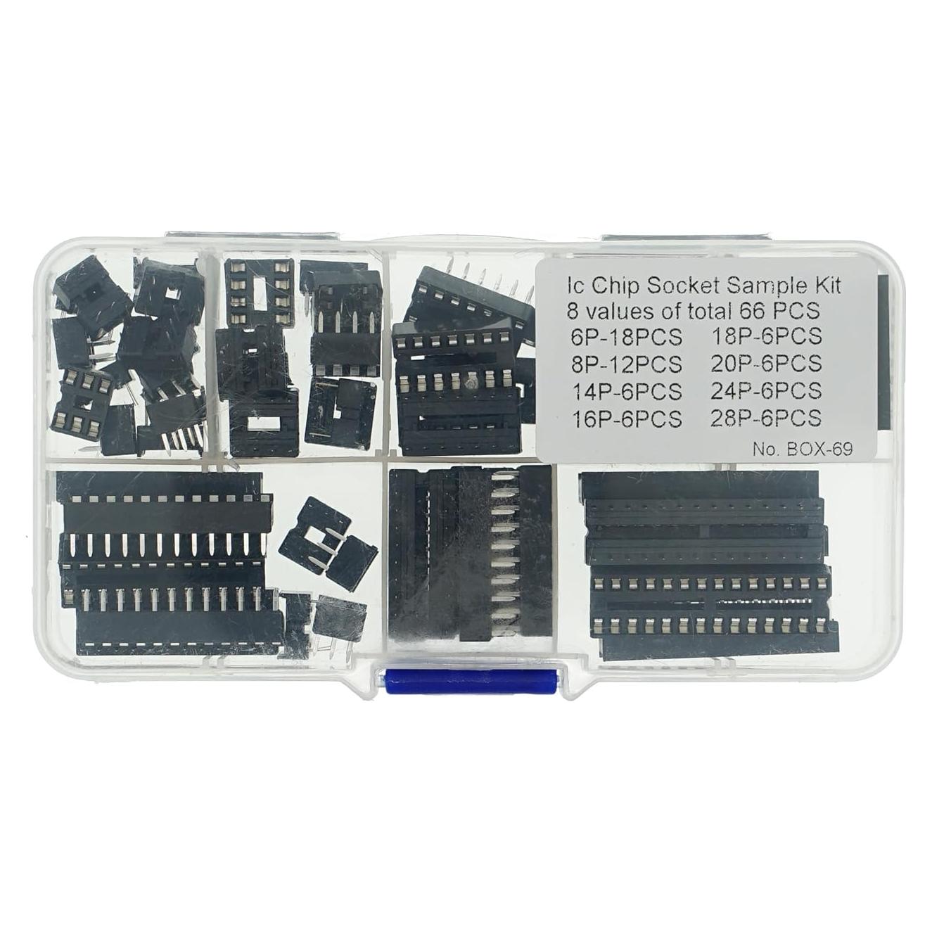 Kit de Zócalos DIP IC 66 Piezas MERICDA - 18 Tipos