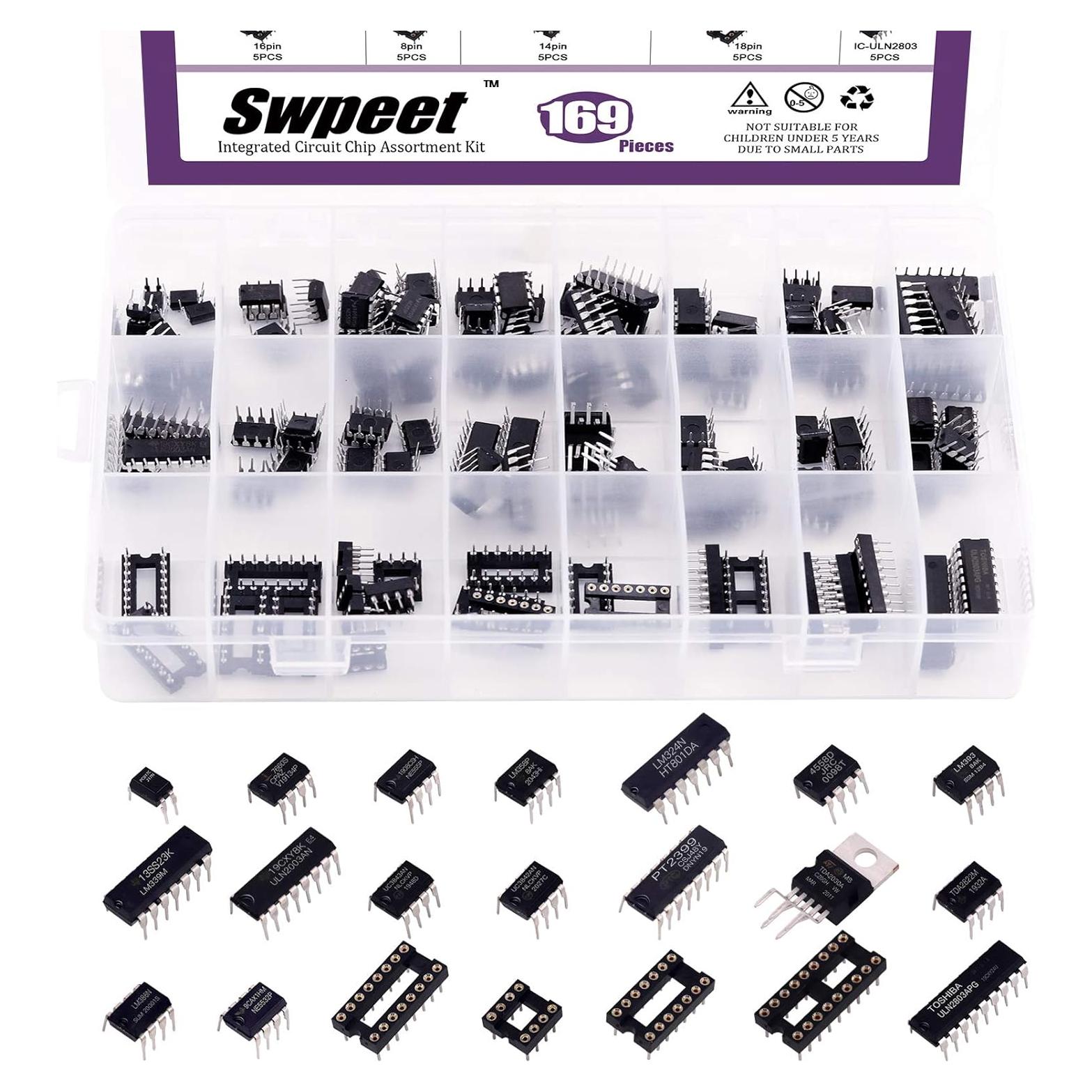 Kit de Chips de Circuito Integrado Swpeet 169Pcs LM324 LM358