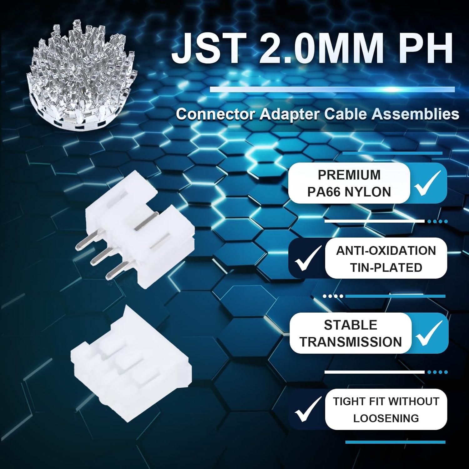 Conector JST PH 2.0 mm 50 Juegos 250 Piezas Crimpado