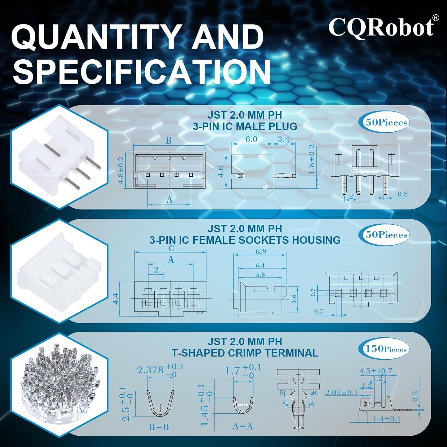 Conector JST PH 2.0 mm 50 Juegos 250 Piezas Crimpado