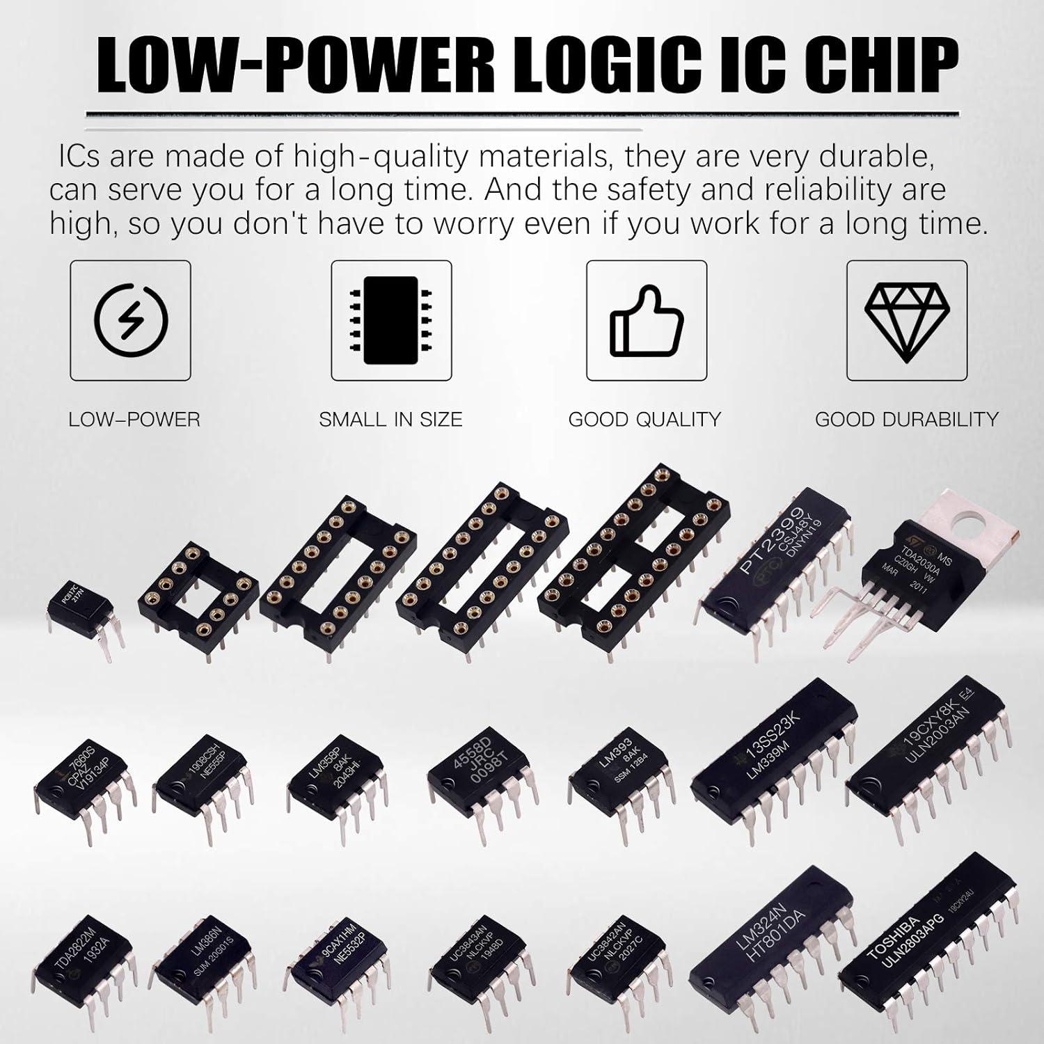 Kit 63 Chips IC Glarks LM358 LM324 LM386 y Zócalos DIP