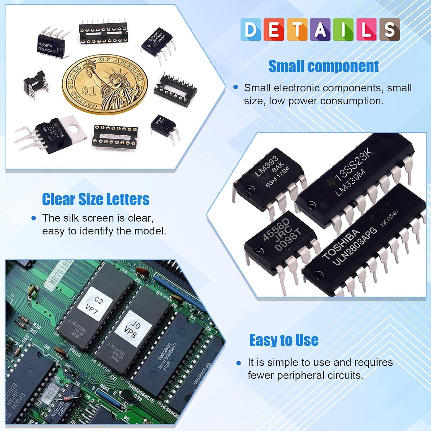 Kit 63 Chips IC Glarks LM358 LM324 LM386 y Zócalos DIP