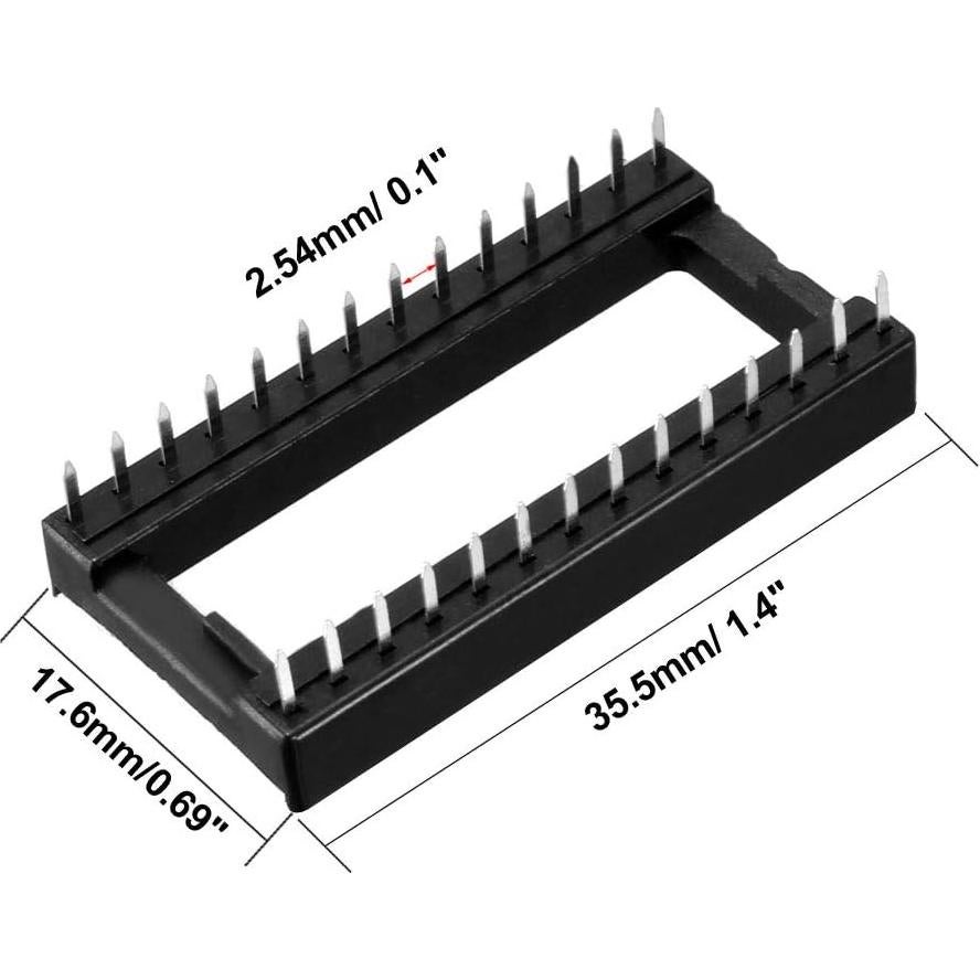 Zócalo IC DIP 28 Pines uxcell 2.54mm para Placa PCB - 10pcs