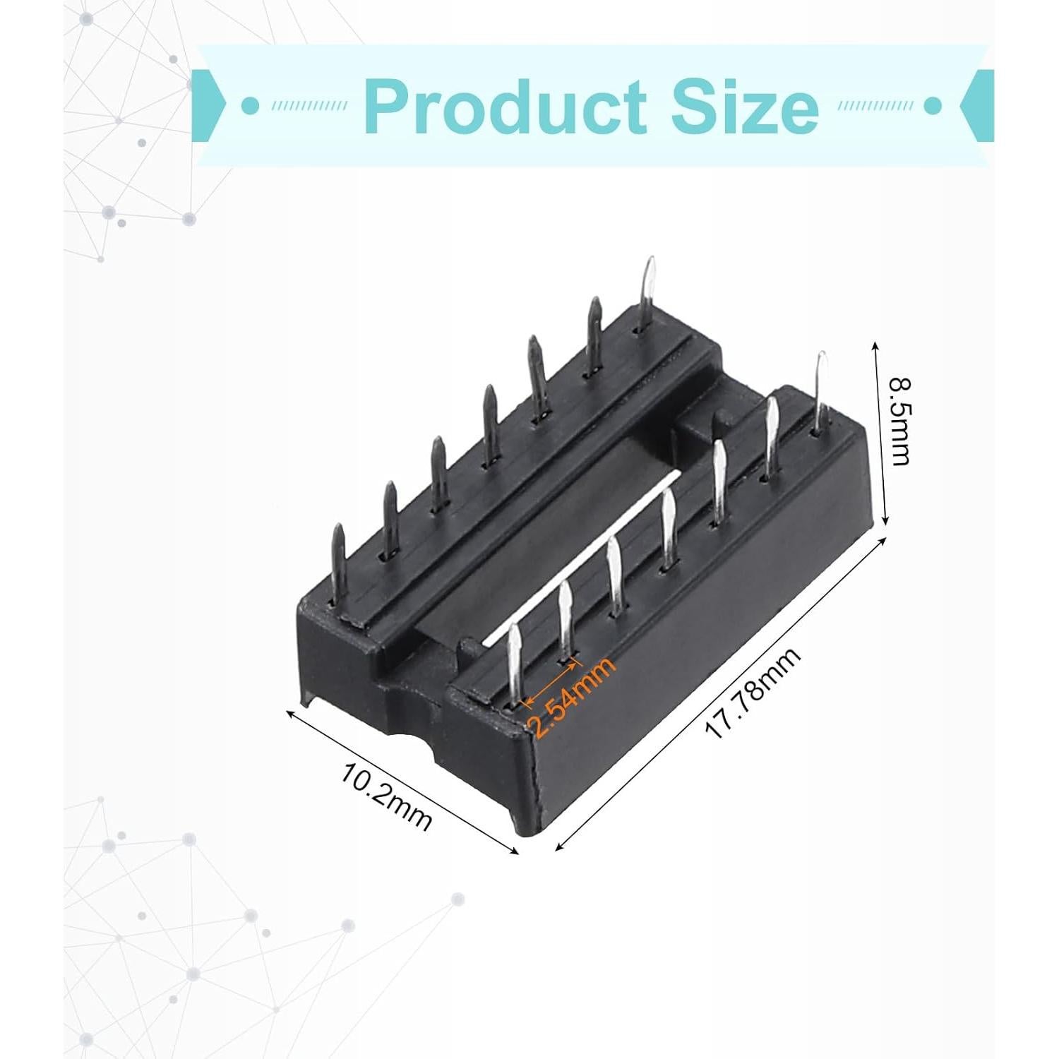 Adaptador de Zócalo DIP IC 14 Pines MECCANIXITY 80 Pcs 2.54mm