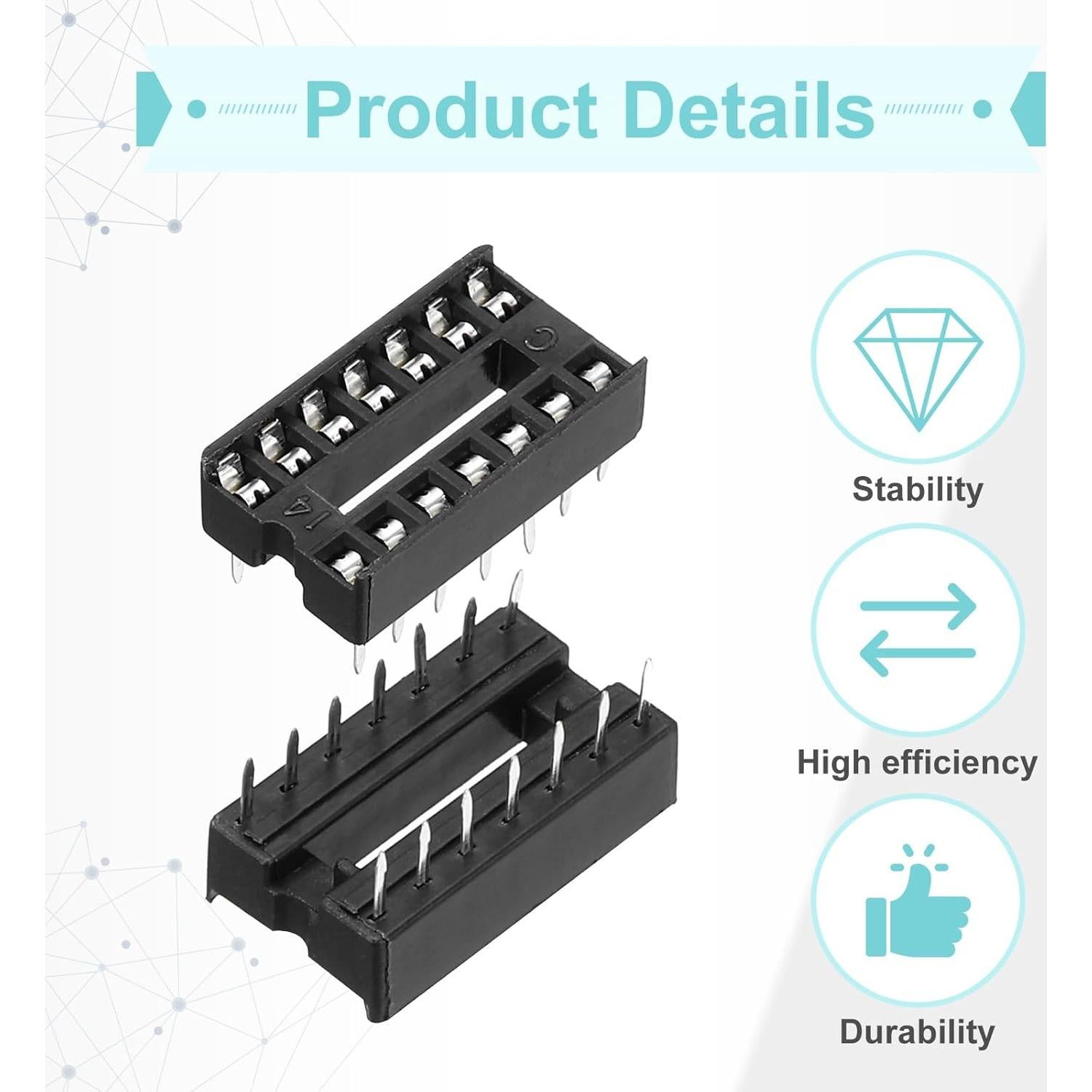 Adaptador de Zócalo DIP IC 14 Pines MECCANIXITY 80 Pcs 2.54mm