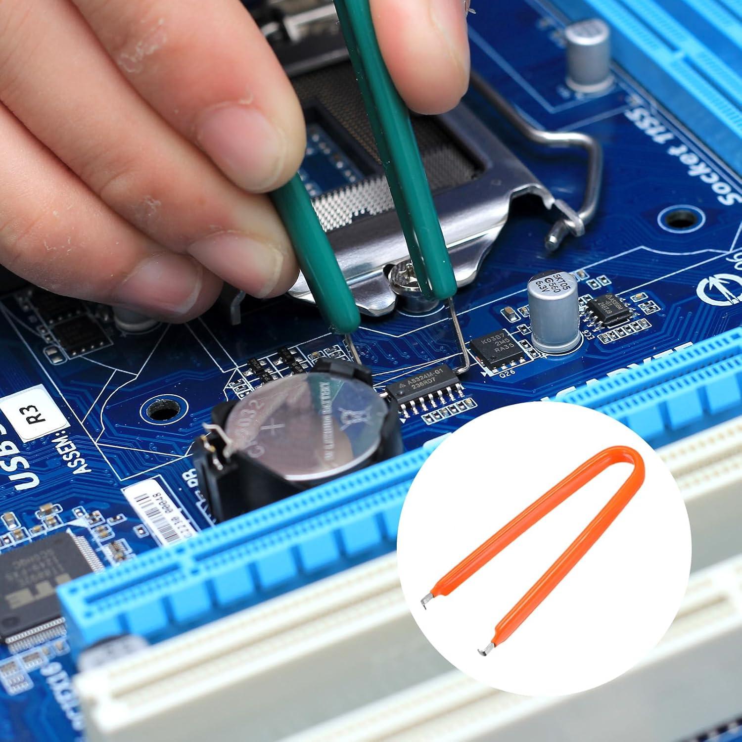 Extractor de Chips IC uxcell Acero Inoxidable 2 Piezas Naranja