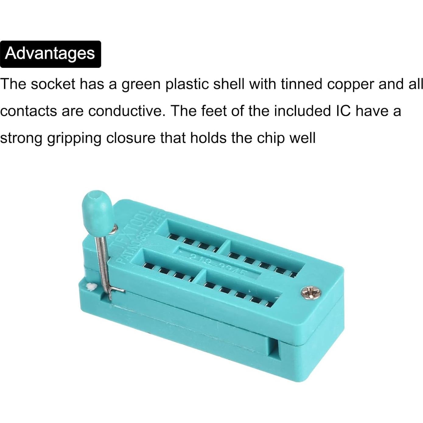 Zócalo de Prueba IC ZIF Universal PATIKIL 18 Pines 3.0mm - Paquete de 5