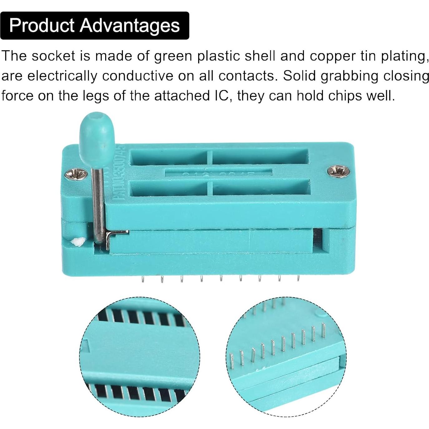 Zócalo de Prueba IC ZIF Universal PATIKIL 18 Pines 3.0mm - Paquete de 5