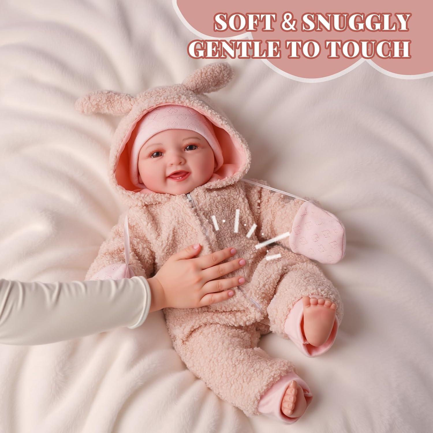 Muñeca de Bebé Suave BABESIDE 38 cm con Set de Alimentación