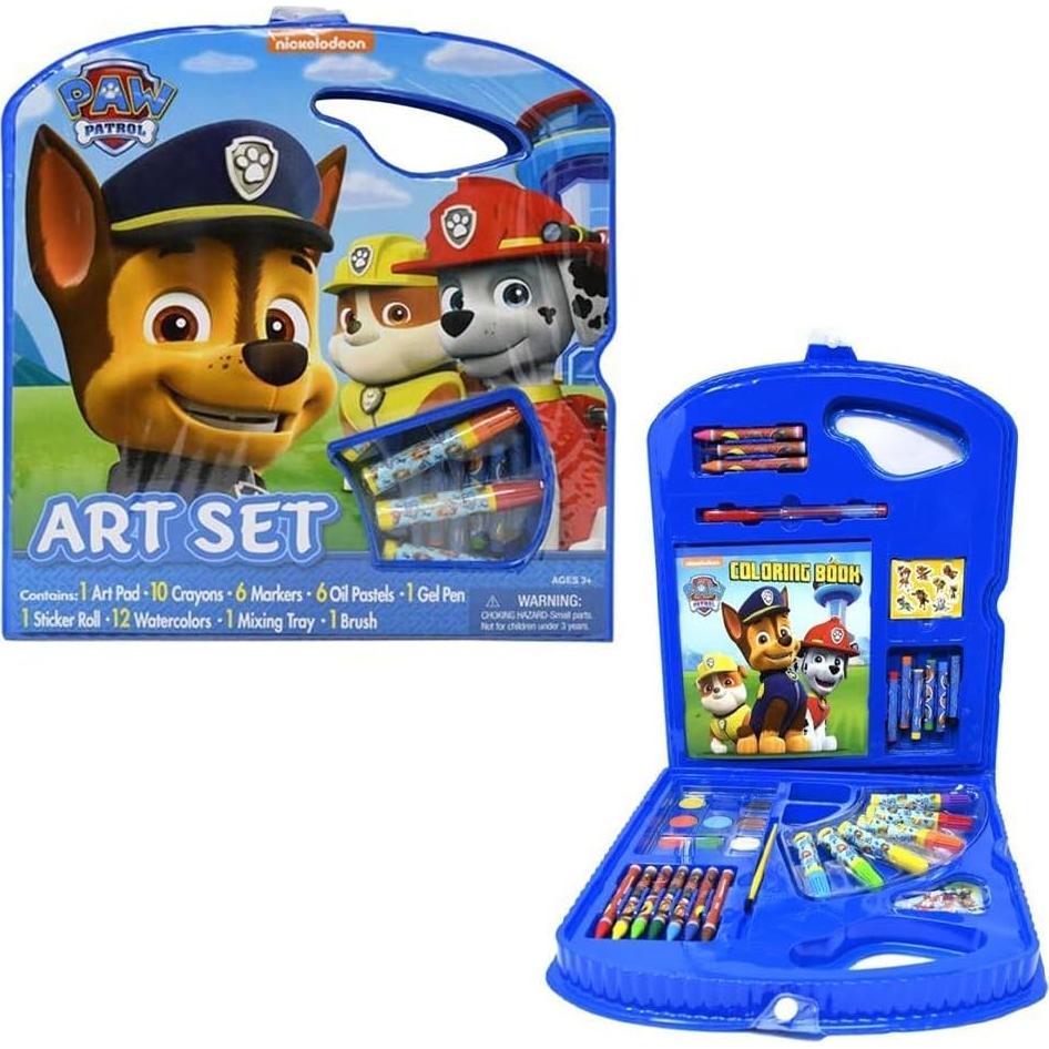 Nickelodeon Paw Patrol 40pc Art Supplies Coloring Books Travel Tote Set Boys Ages 3 and Up