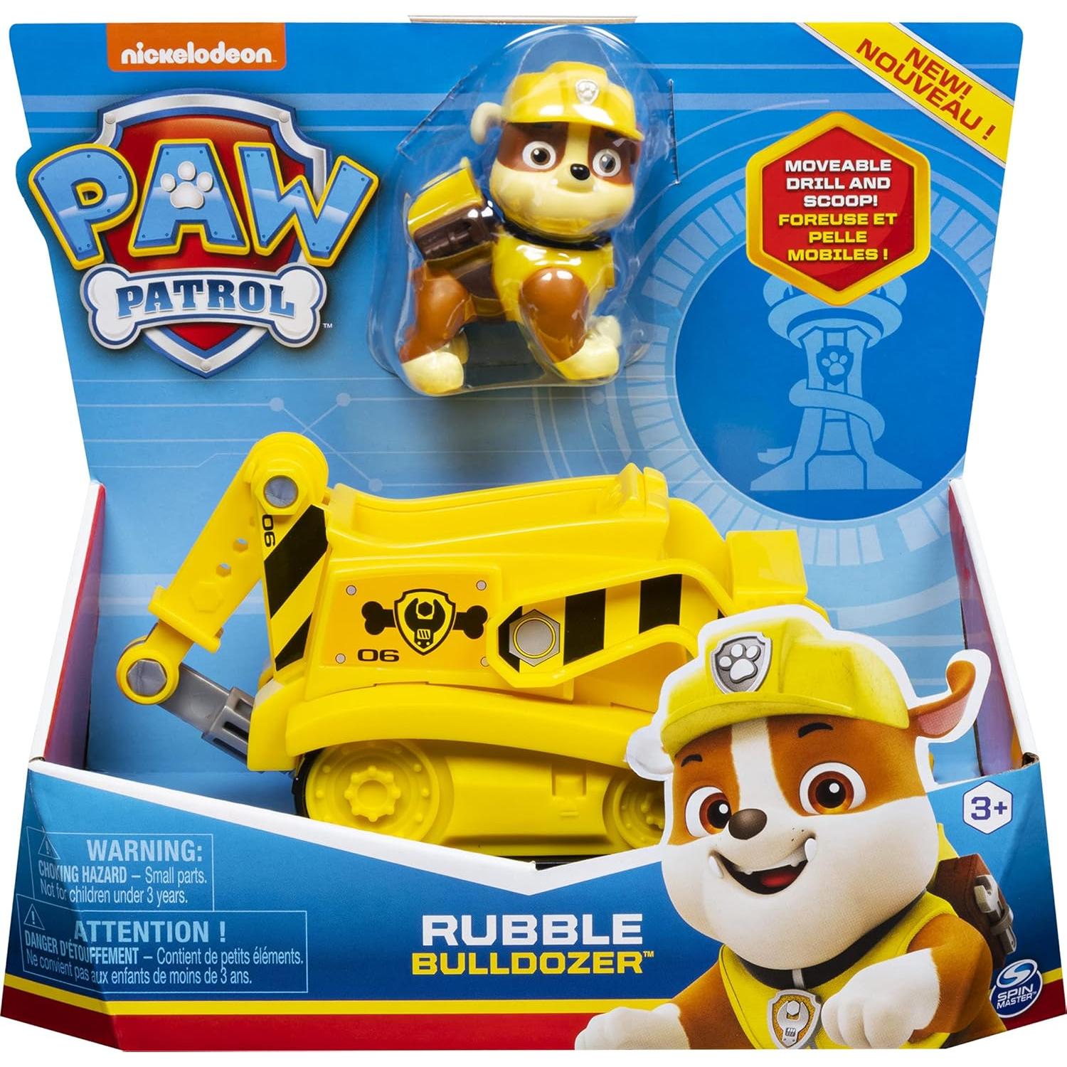 Vehículo Bulldozer Rubble PAW Patrol con Figura 30 cm