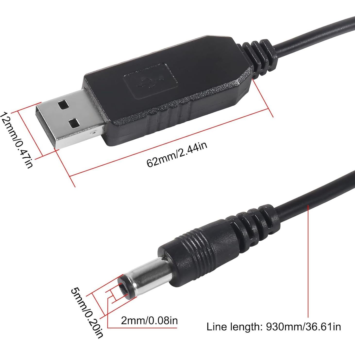 6 Cables Convertidores de Voltaje USB 5V a 12V Diitao 1m