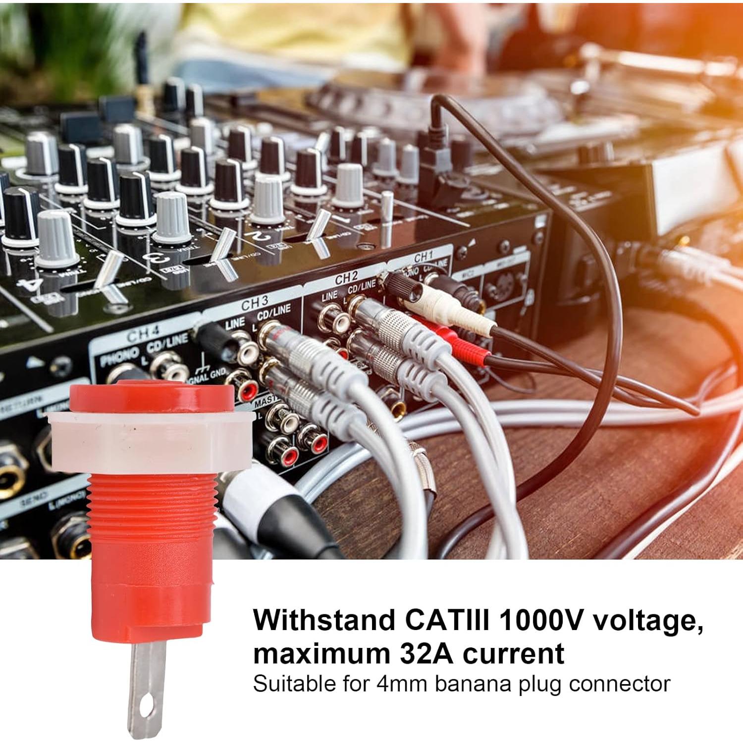 20 Conectores Banana Hembra 4mm Tissting para Panel Rojo