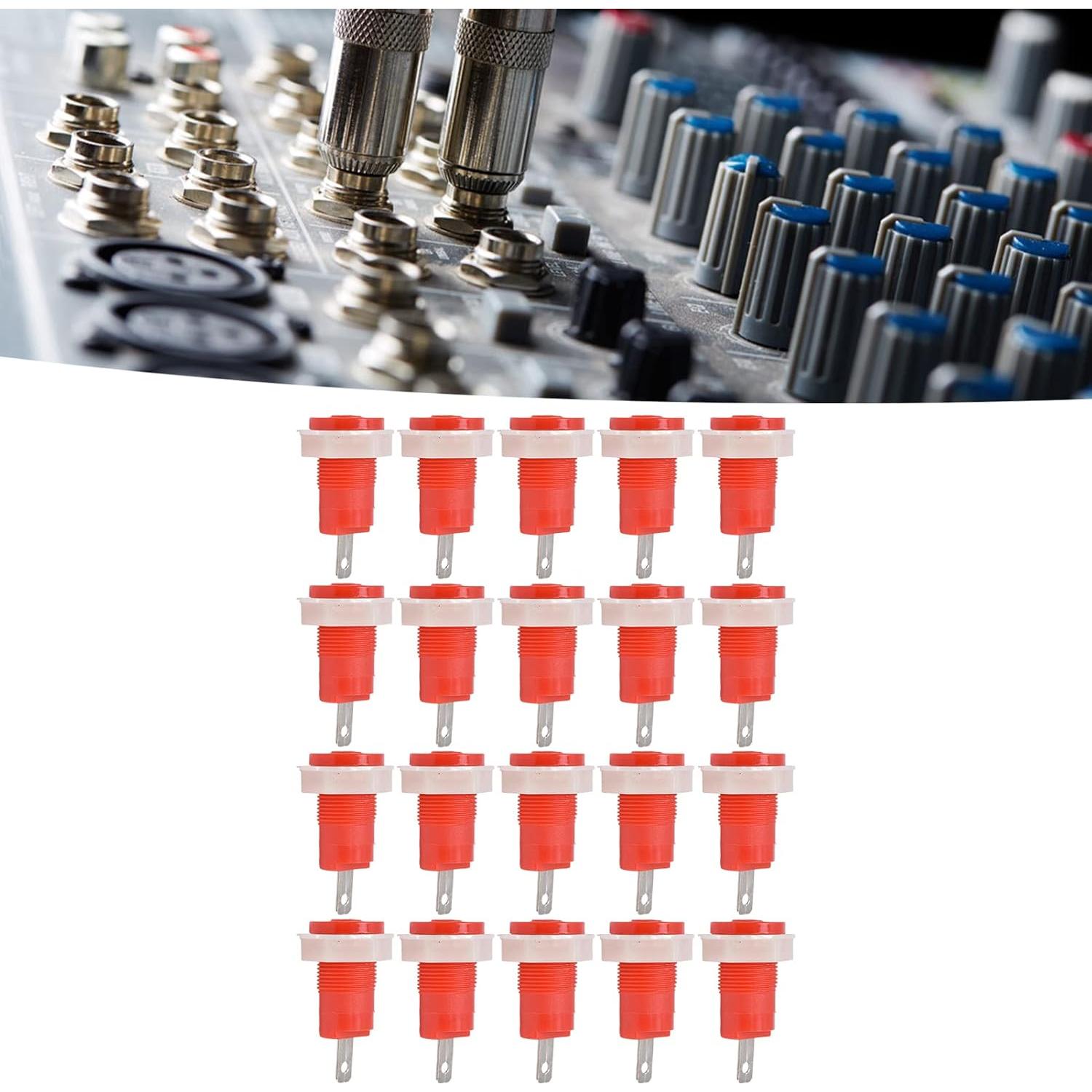 20 Conectores Banana Hembra 4mm Tissting para Panel Rojo