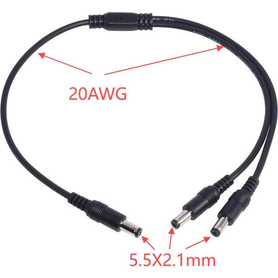 Cable Divisor de Alimentación DC 1 Macho a 2 Machos 5.5x2.1mm Lzzvibo