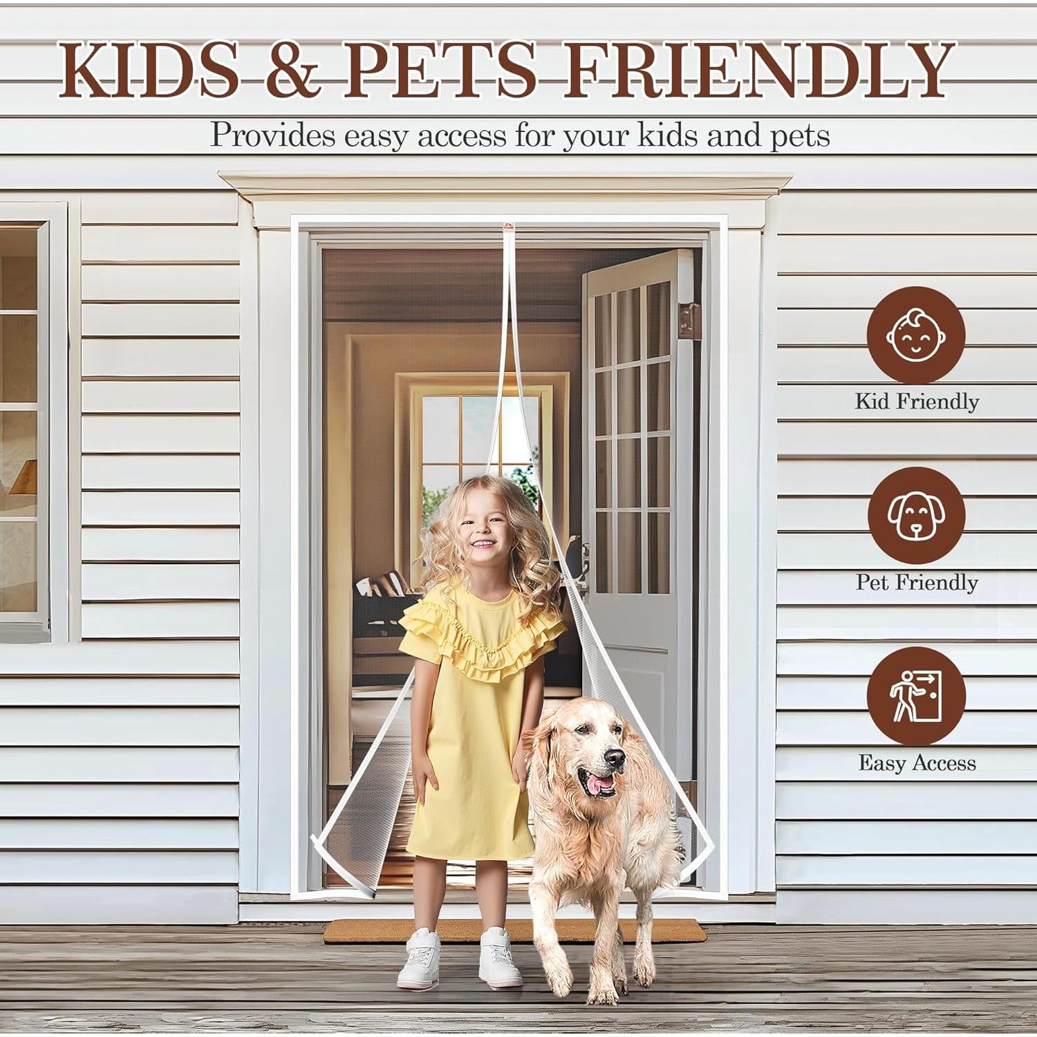 Yotache Puerta Magnética 32x80 cm, Malla Blanca Resistente