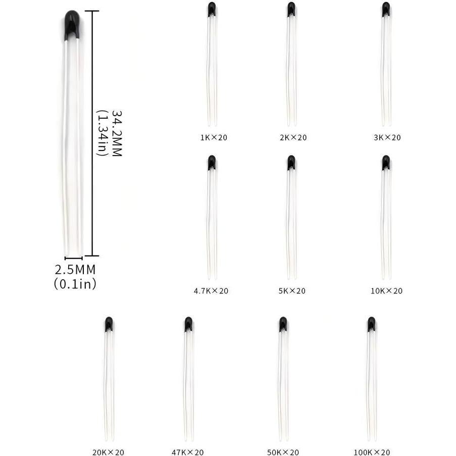 Conjunto de 200 Termistores NTC 1K-100K ohm VANXY