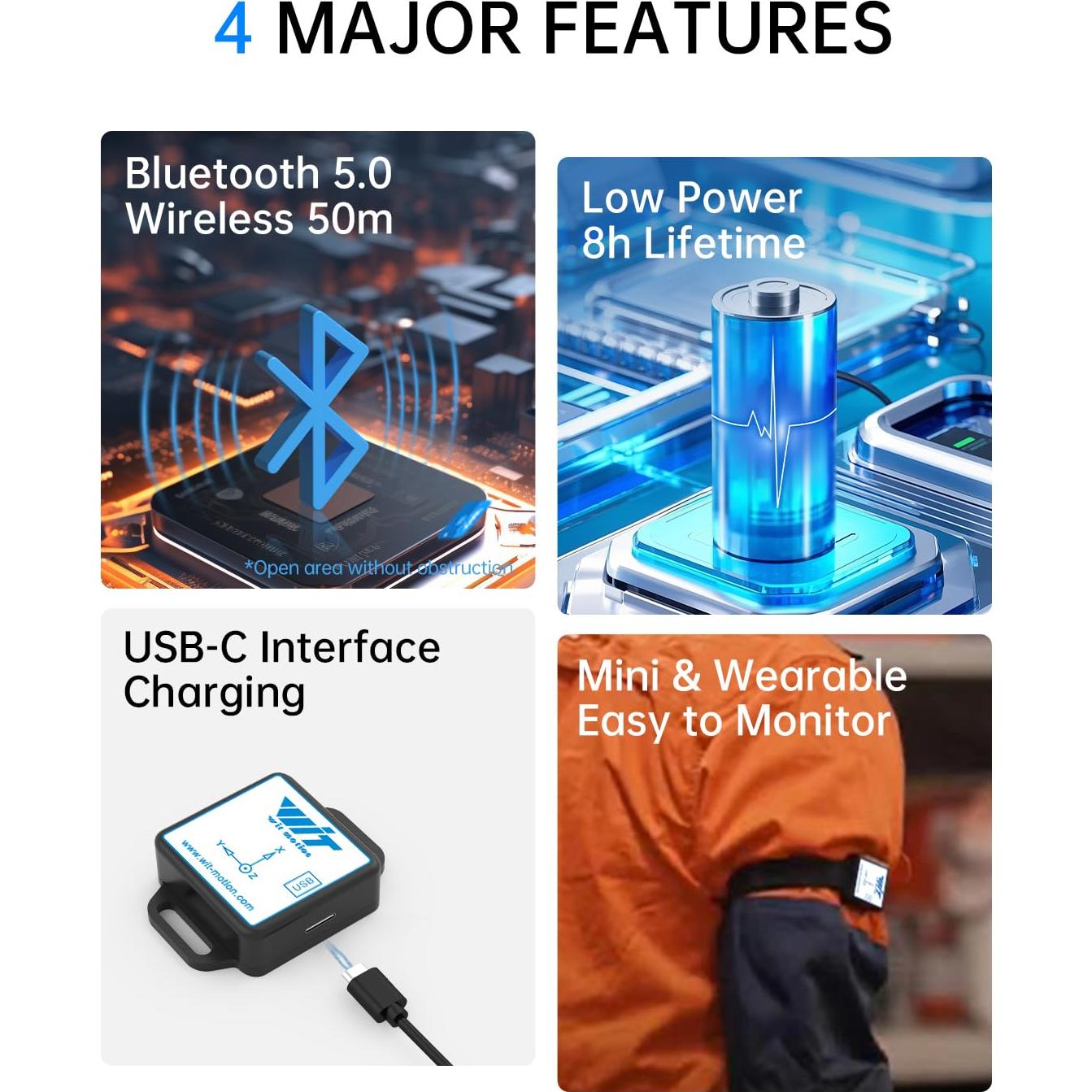 Sensor IMU WitMotion WT901BLECL Bluetooth 5.0 9 ejes