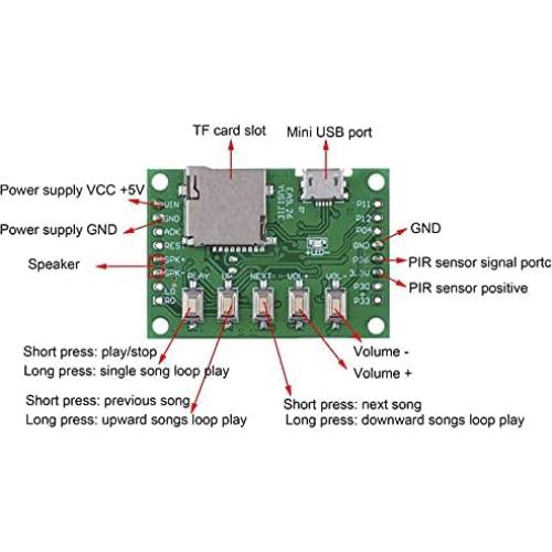 Módulo de Reproducción MP3 Stemedu con Grabación de Voz y Sensor PIR