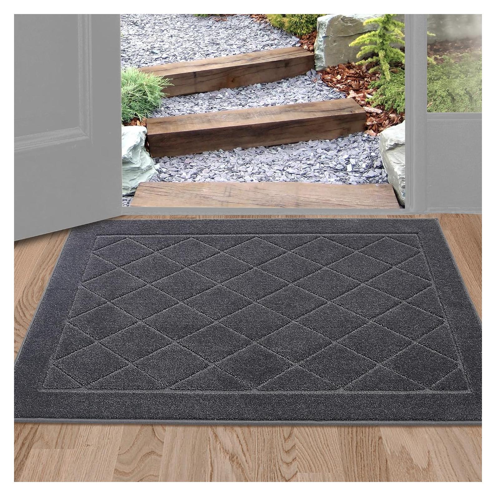 Tapete de Entrada BEQHAUSE Antideslizante 61x91 cm Gris Oscuro