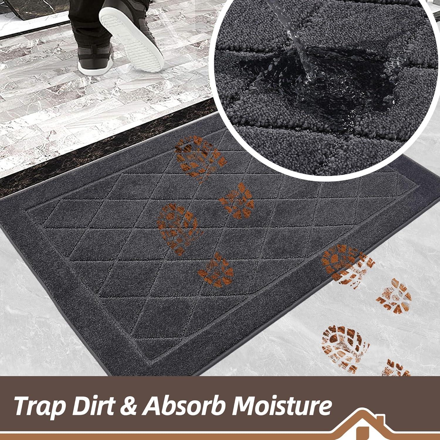Tapete de Entrada BEQHAUSE Antideslizante 61x91 cm Gris Oscuro