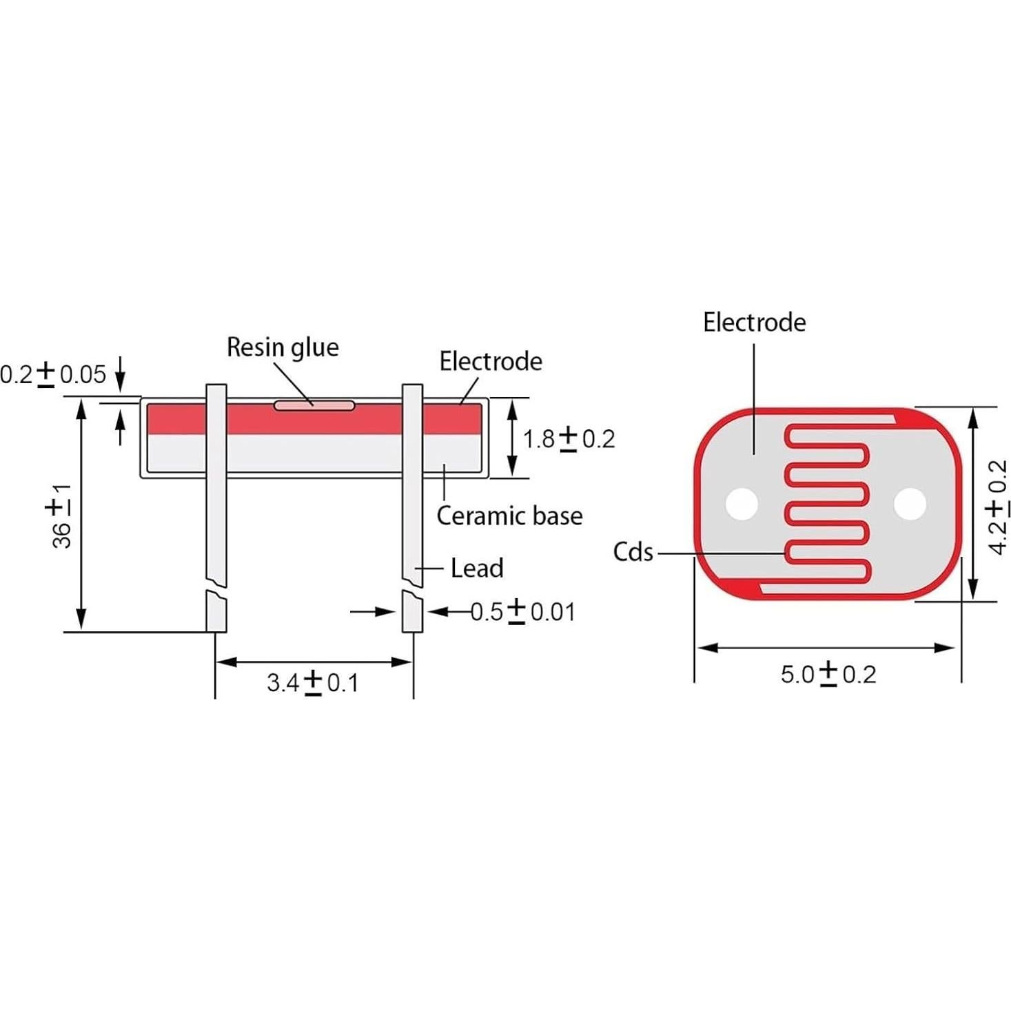 Paquete de 2 Resistores LDR 5mm EX ELECTRONIX EXPRESS