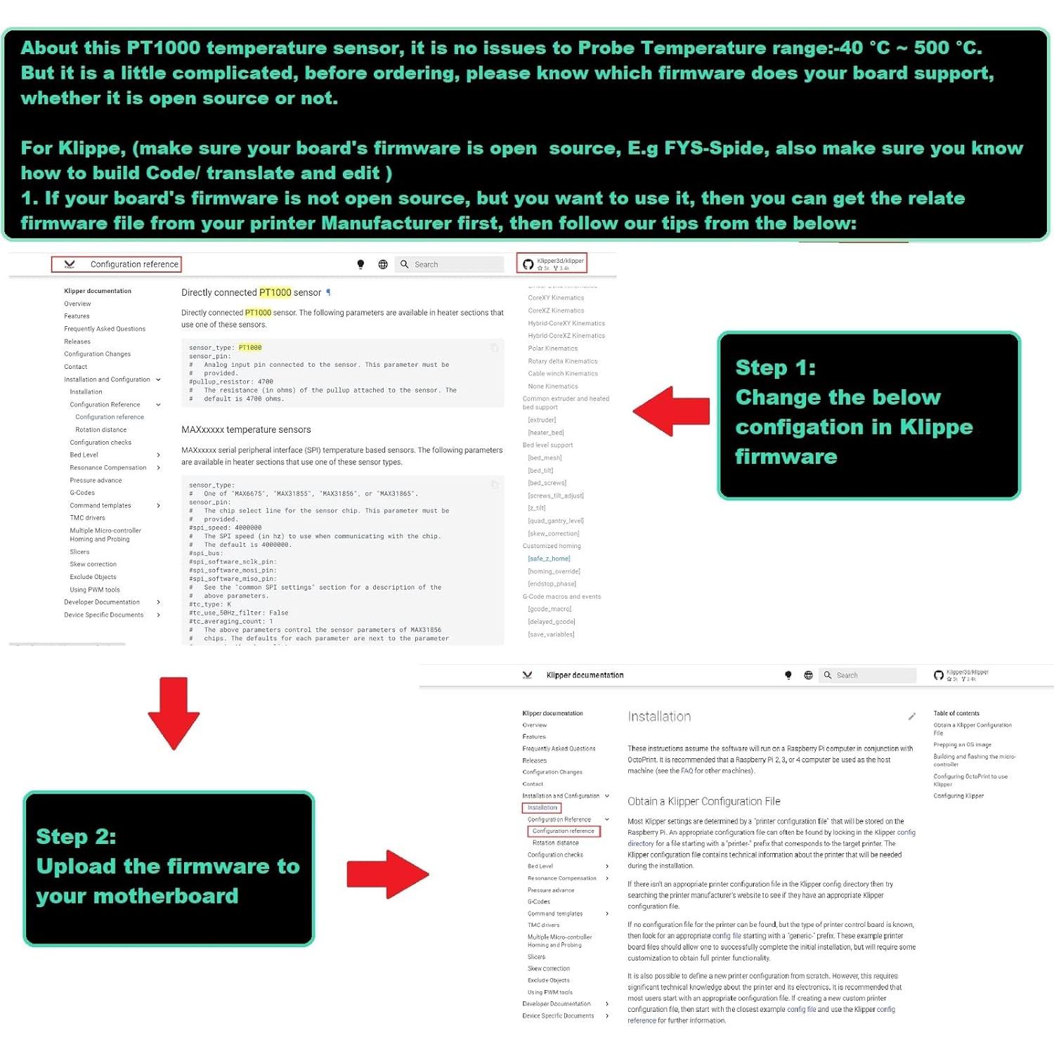 Sonda de Temperatura PT1000 Aimengda 1.5m para Impresora 3D