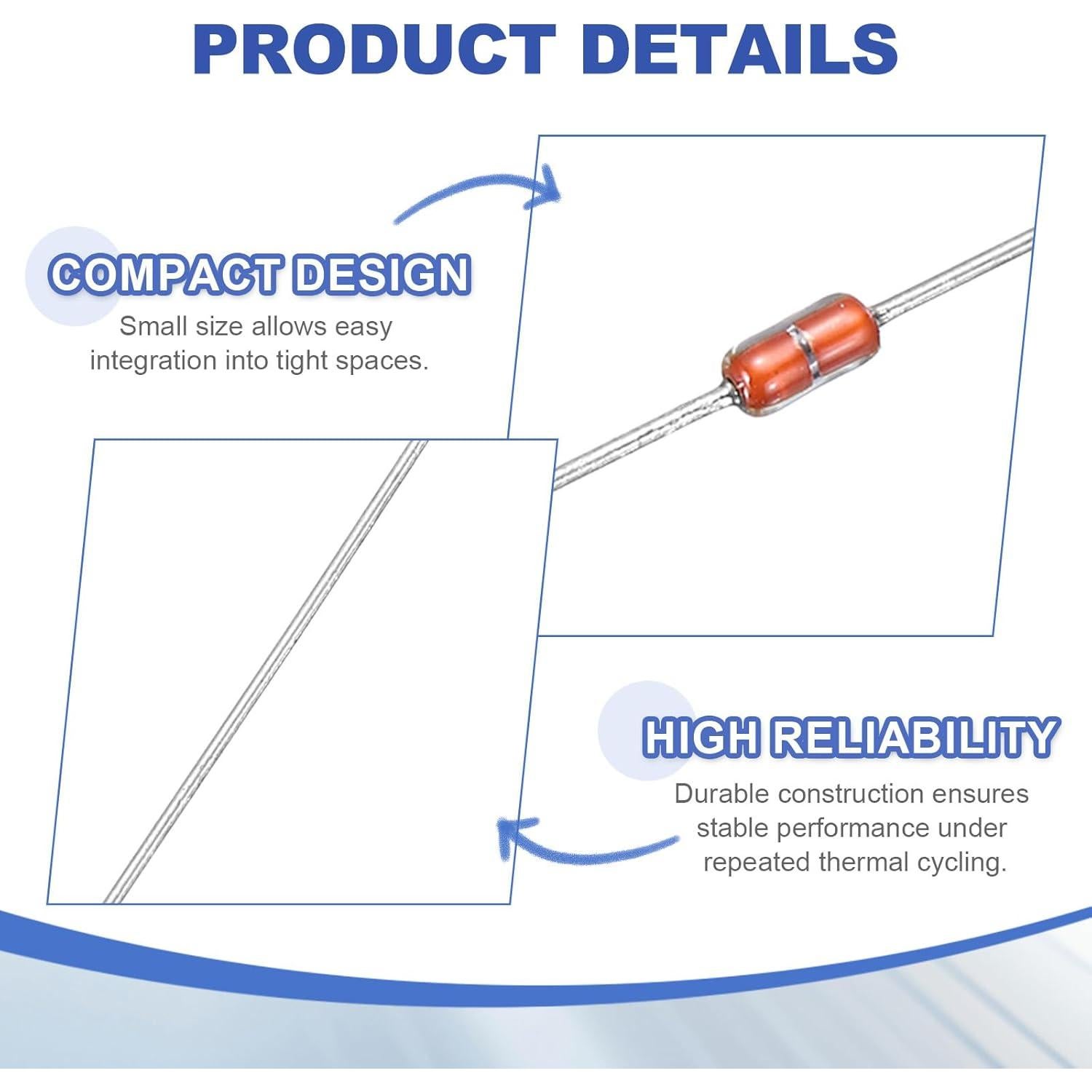 Termistores NTC MECCANIXITY 30 Pcs 100K-5% Vidrio -50 a 300°C