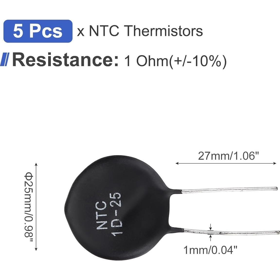 Termistores NTC 1 Ohm MECCANIXITY 5 Pcs para Protección Eléctrica