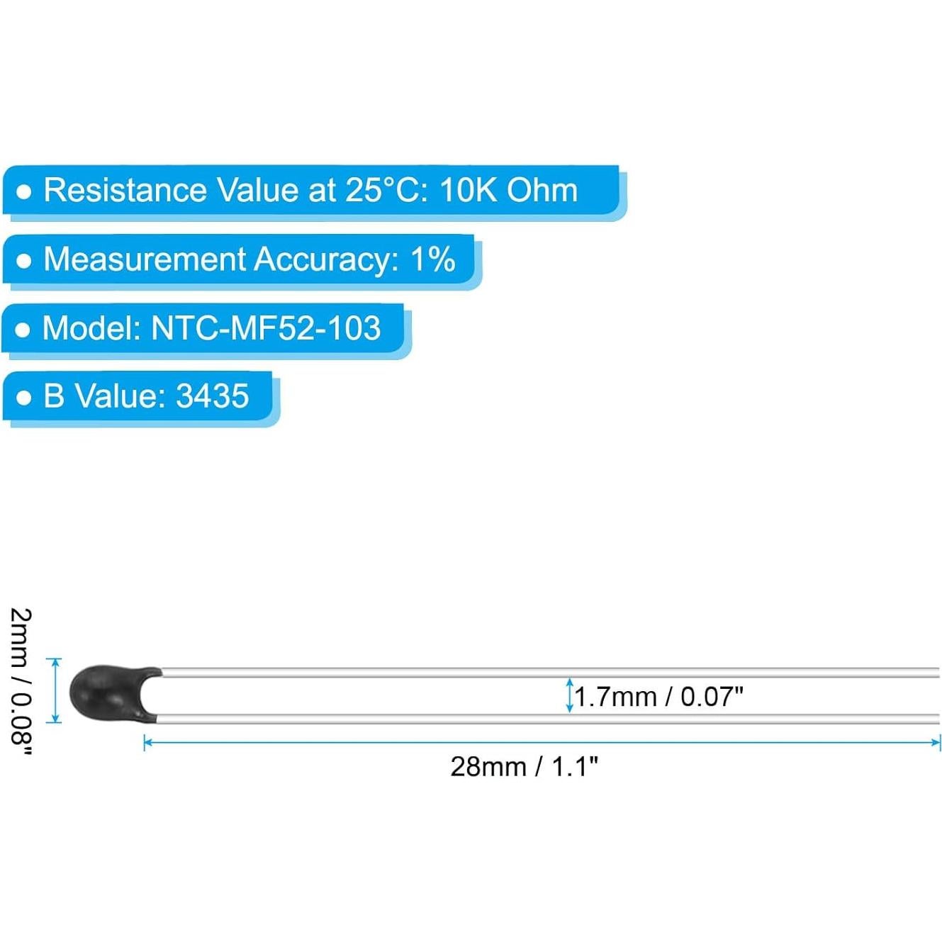 Termistores NTC PATIKIL 10K Ohm 100 Pcs Alta Precisión