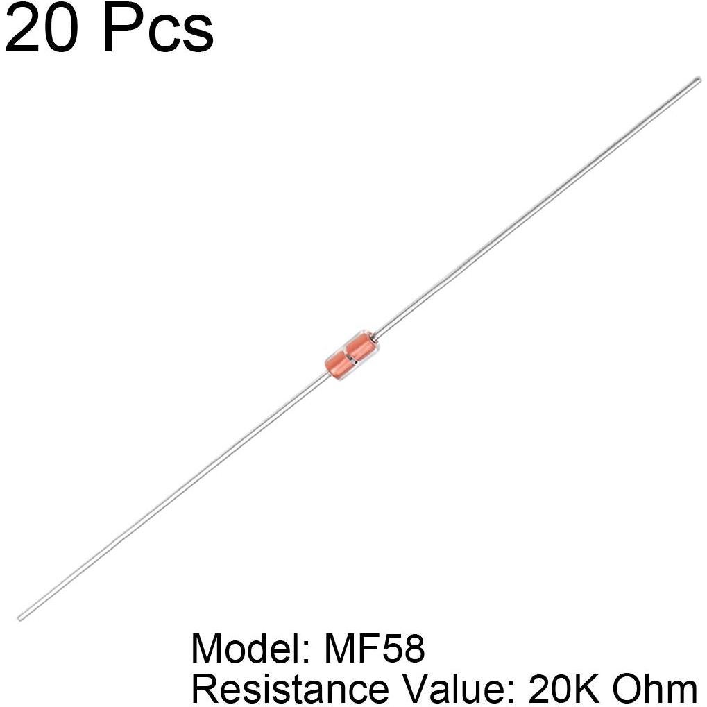 20 Termistores NTC MF58 20K Ohm uxcell Sellados en Vidrio
