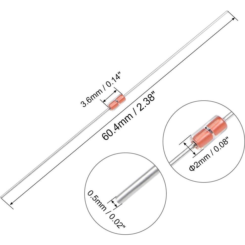 20 Termistores NTC MF58 20K Ohm uxcell Sellados en Vidrio