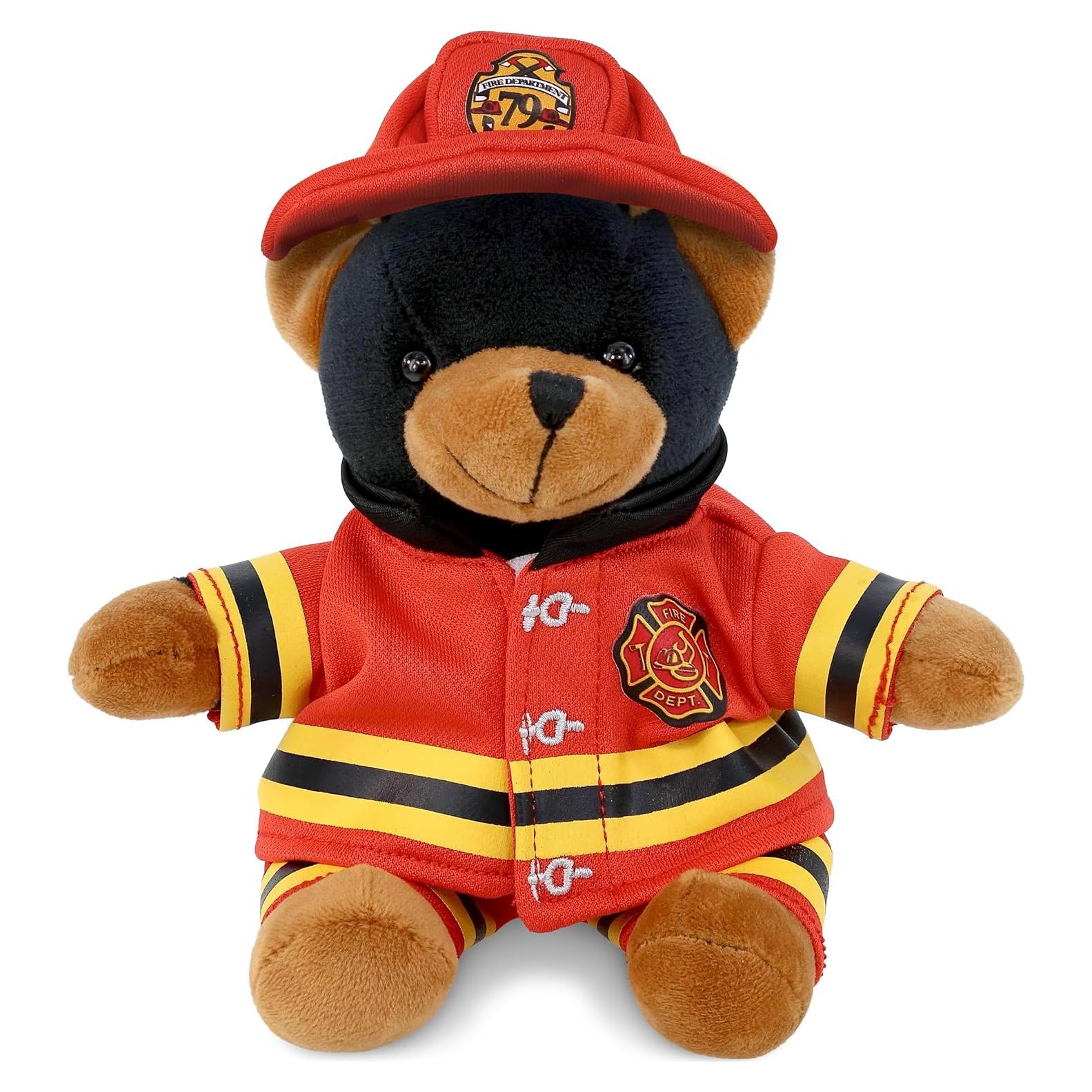 DolliBu Oso Negro Bombero Peluche Personalizable 16 cm