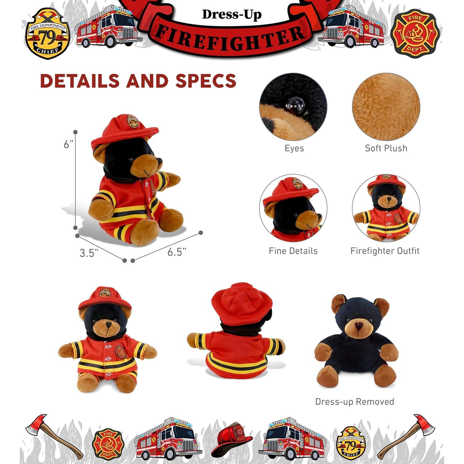 DolliBu Oso Negro Bombero Peluche Personalizable 16 cm