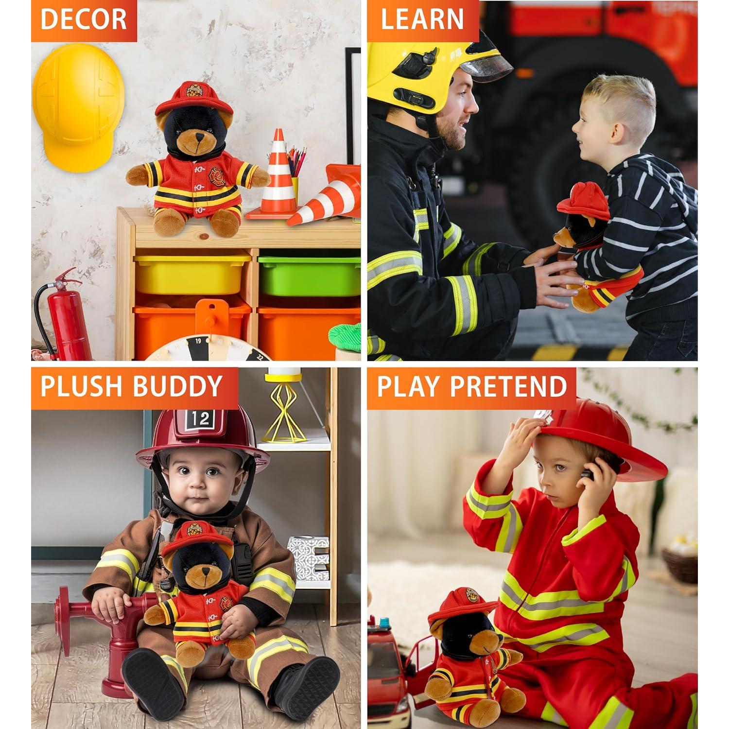 DolliBu Oso Negro Bombero Peluche Personalizable 16 cm