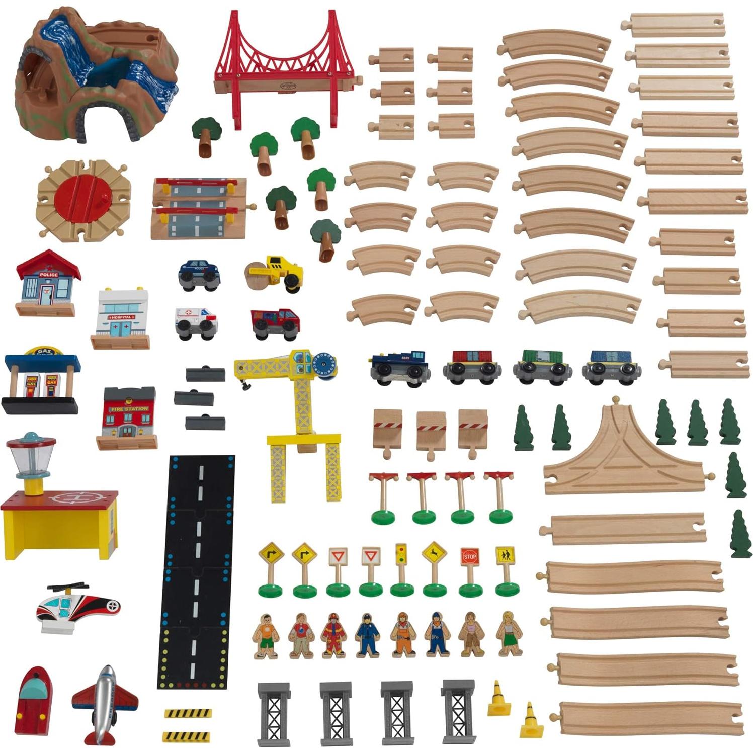 Juego de tren de madera KidKraft Adventure Town 120 piezas