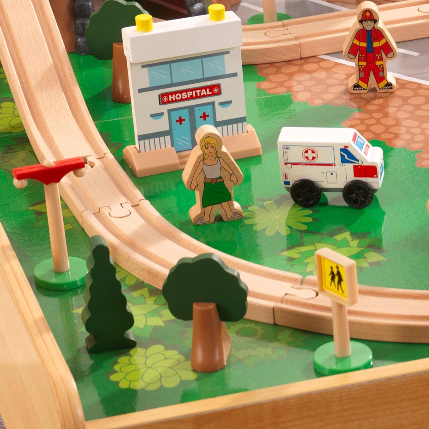 Juego de tren de madera KidKraft Adventure Town 120 piezas