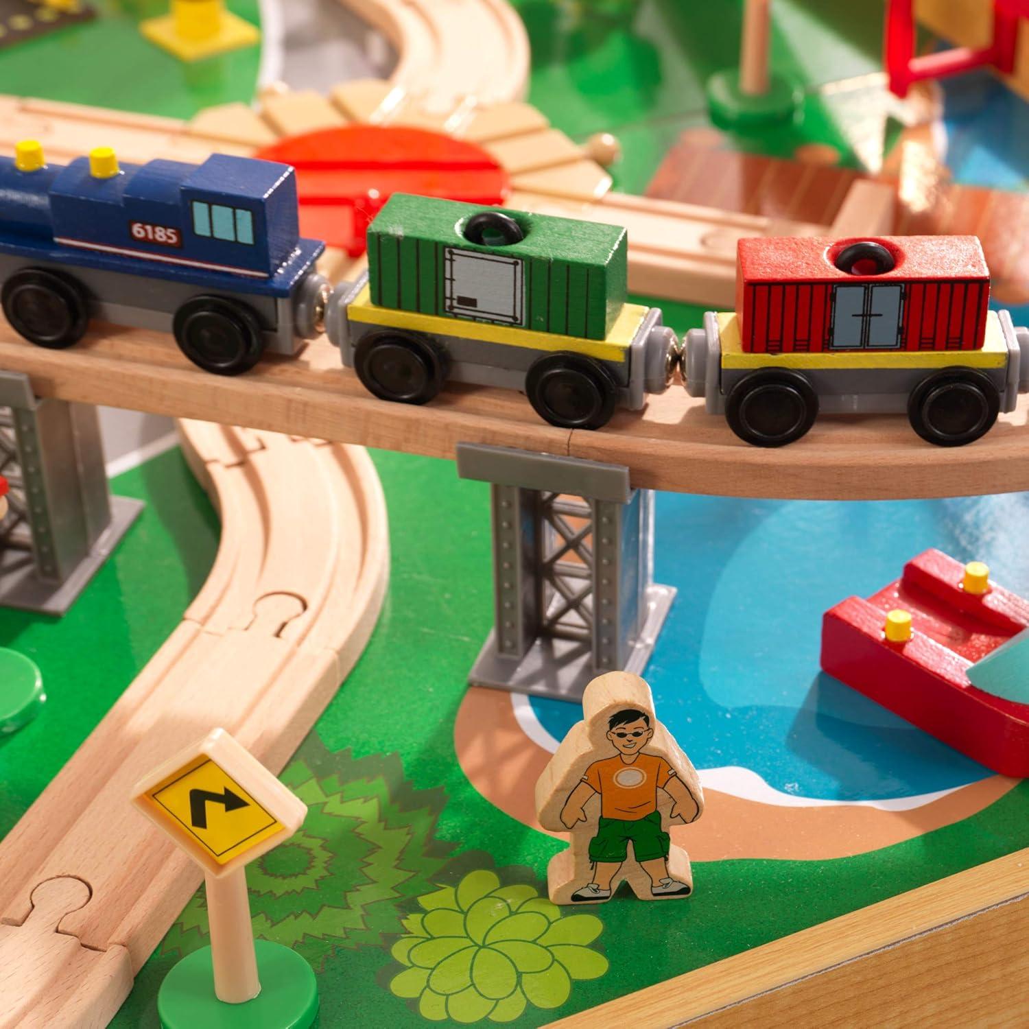 Juego de tren de madera KidKraft Adventure Town 120 piezas
