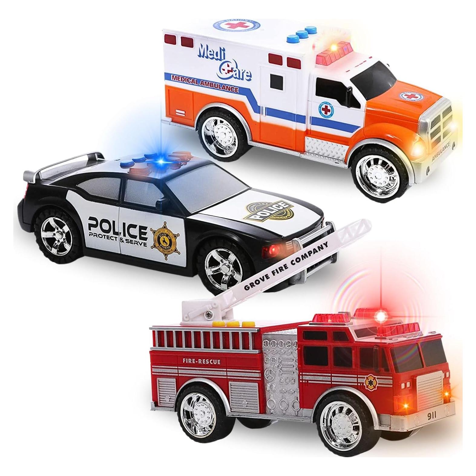 Juguete de Rescate 3-en-1 Liberty Imports - Ambulancia, Bomberos y Policía