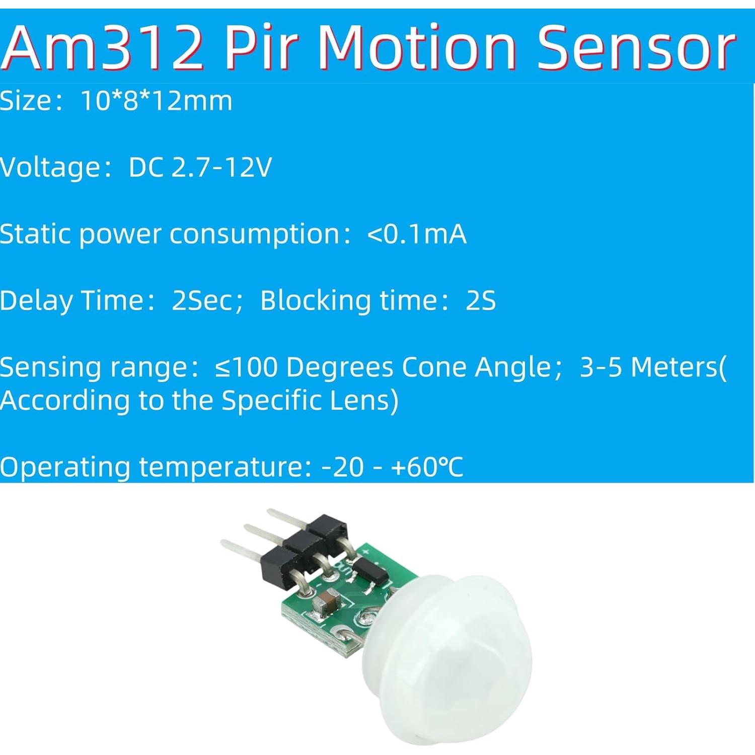 10 Pcs Sensor PIR AM312 Módulo Infrarrojo 2.7-12V Alta Sensibilidad