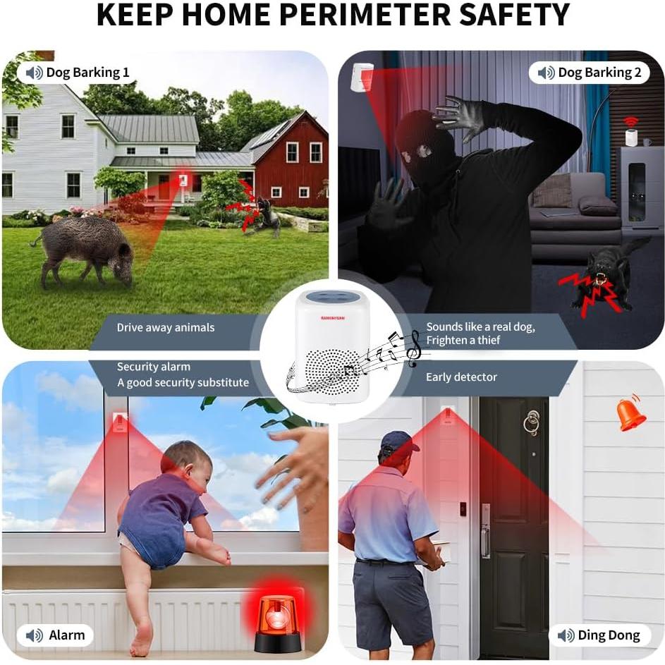 Alarma de Movimiento Inalámbrica Ranxinyuan con Ladrido de Perro