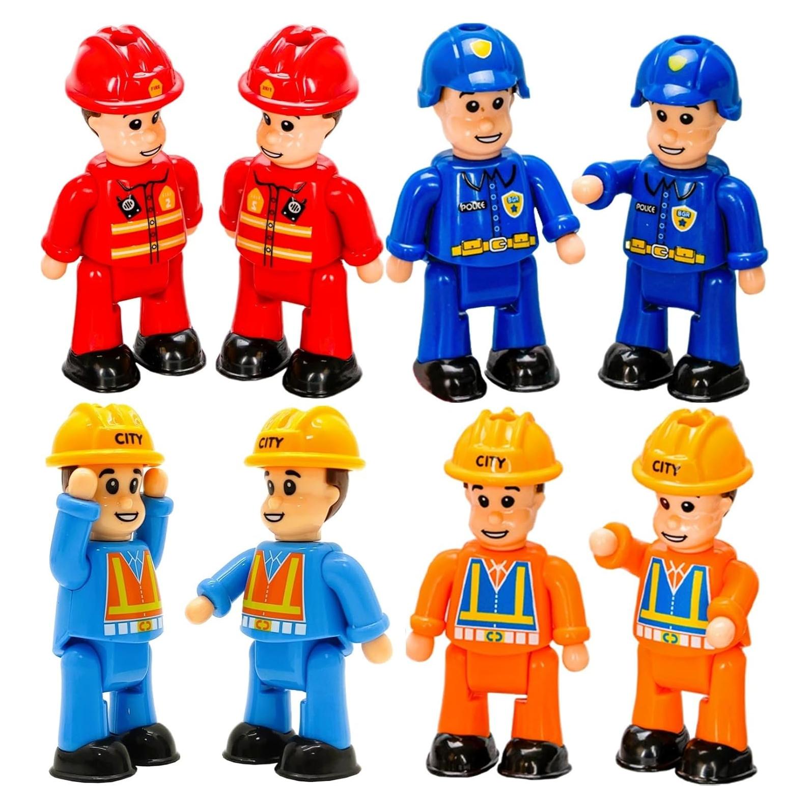 FUNERICA Conjunto de 8 Figuras Flexibles para Niños - Bomberos y Policías