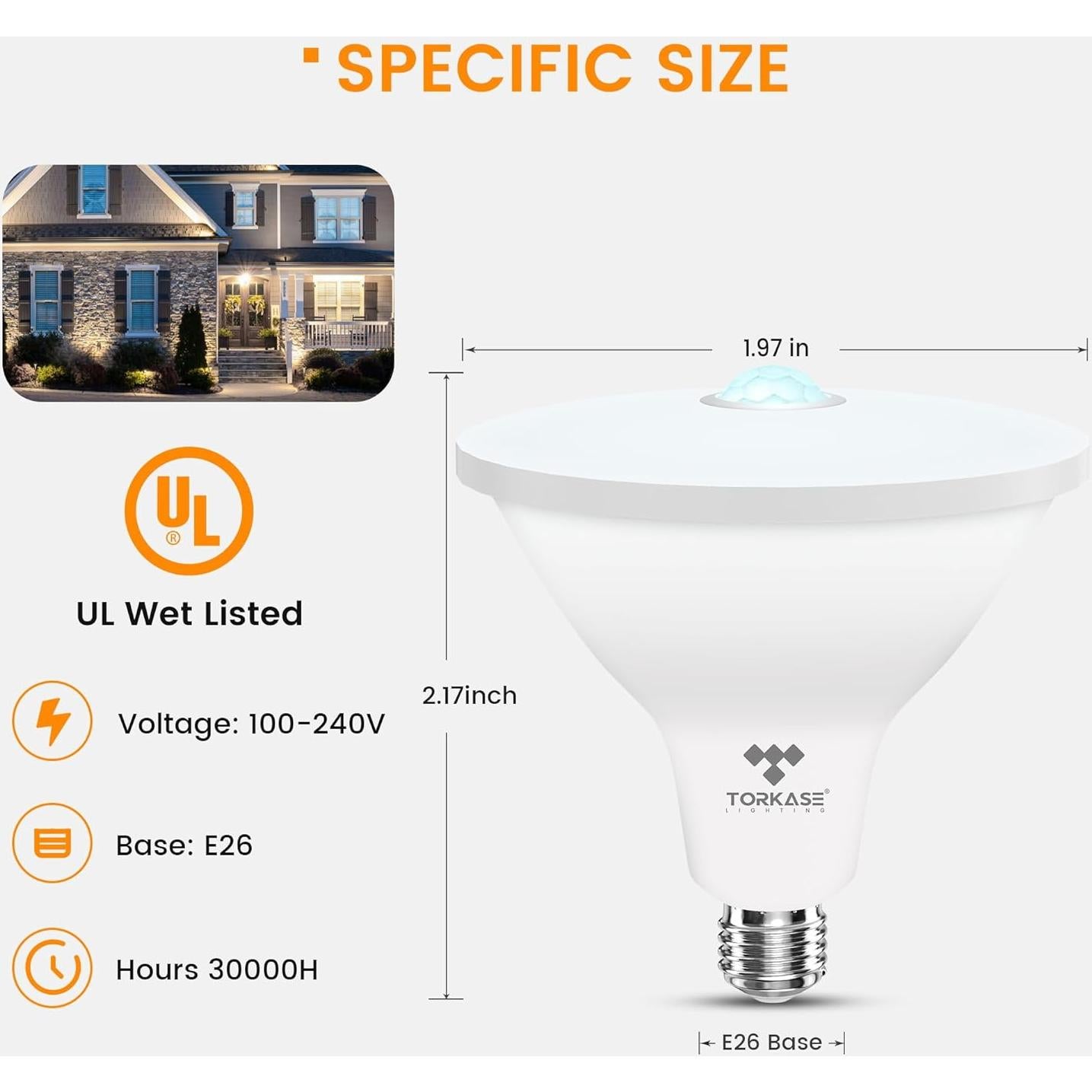 Bombillas LED Torkase PAR38 con Sensor de Movimiento 20W 2000LM