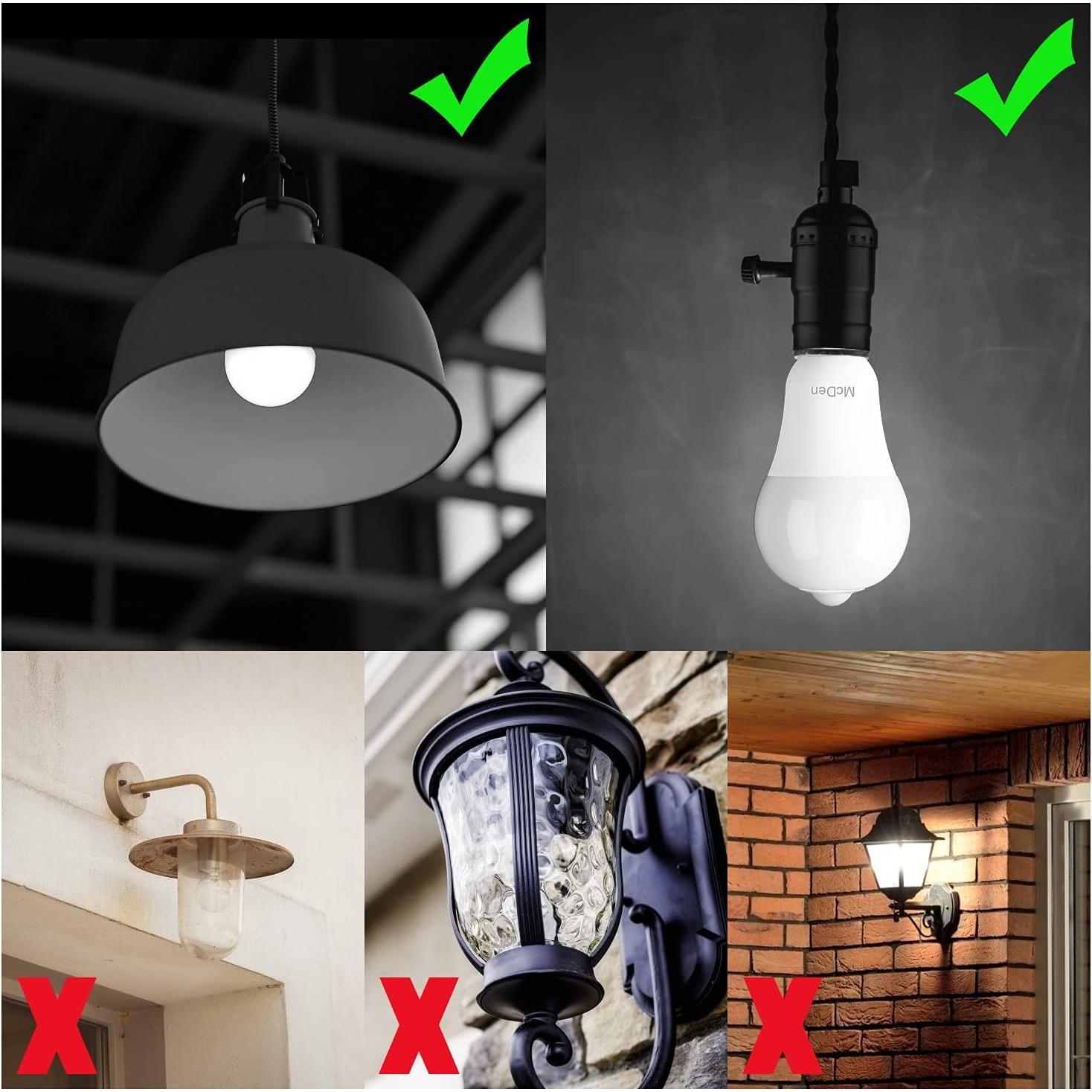 Bombilla LED McDen con Sensor de Movimiento E26 6000K 4 Pzas