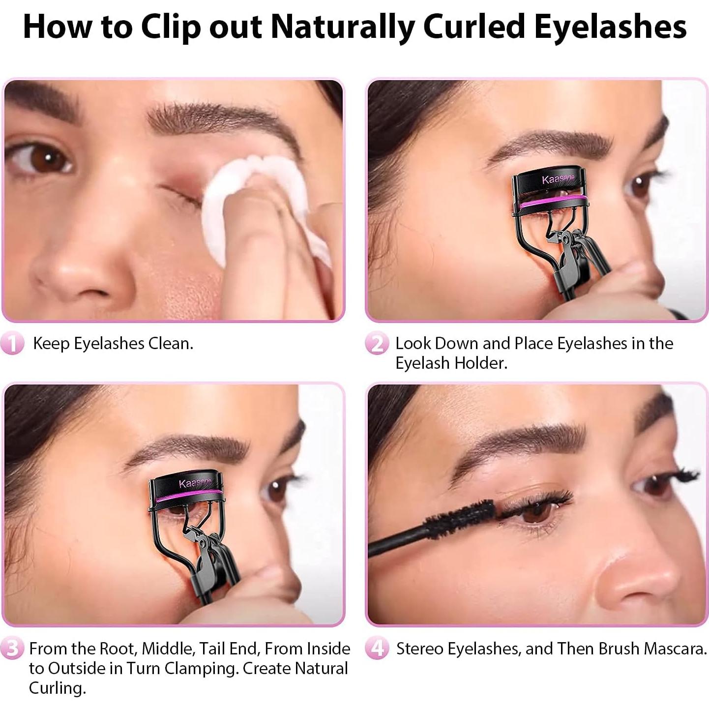 Rizador de Pestañas Kaasage KM02 con 5 Almohadillas Silicona