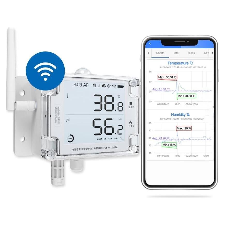 Sensor de Temperatura y Humedad UbiBot GS1-A1RS, WiFi 2.4GHz