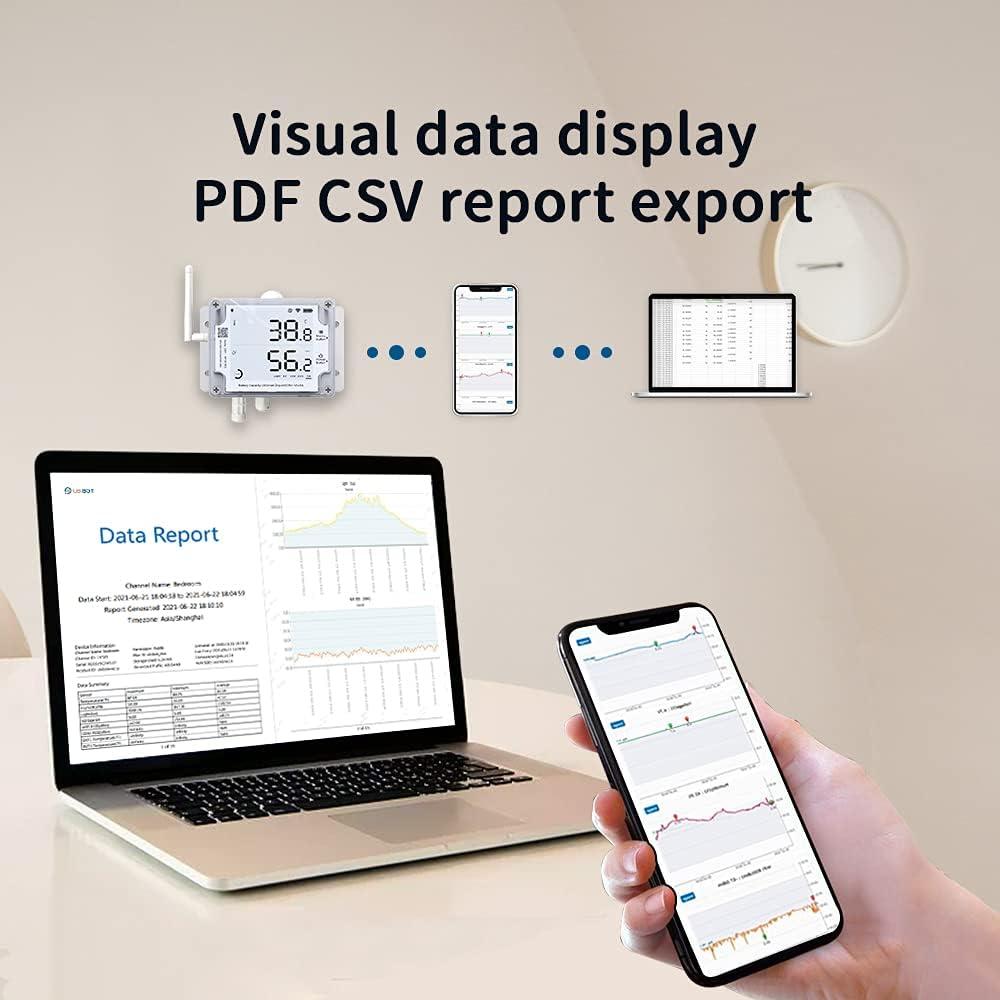 Sensor de Temperatura y Humedad UbiBot GS1-A1RS, WiFi 2.4GHz