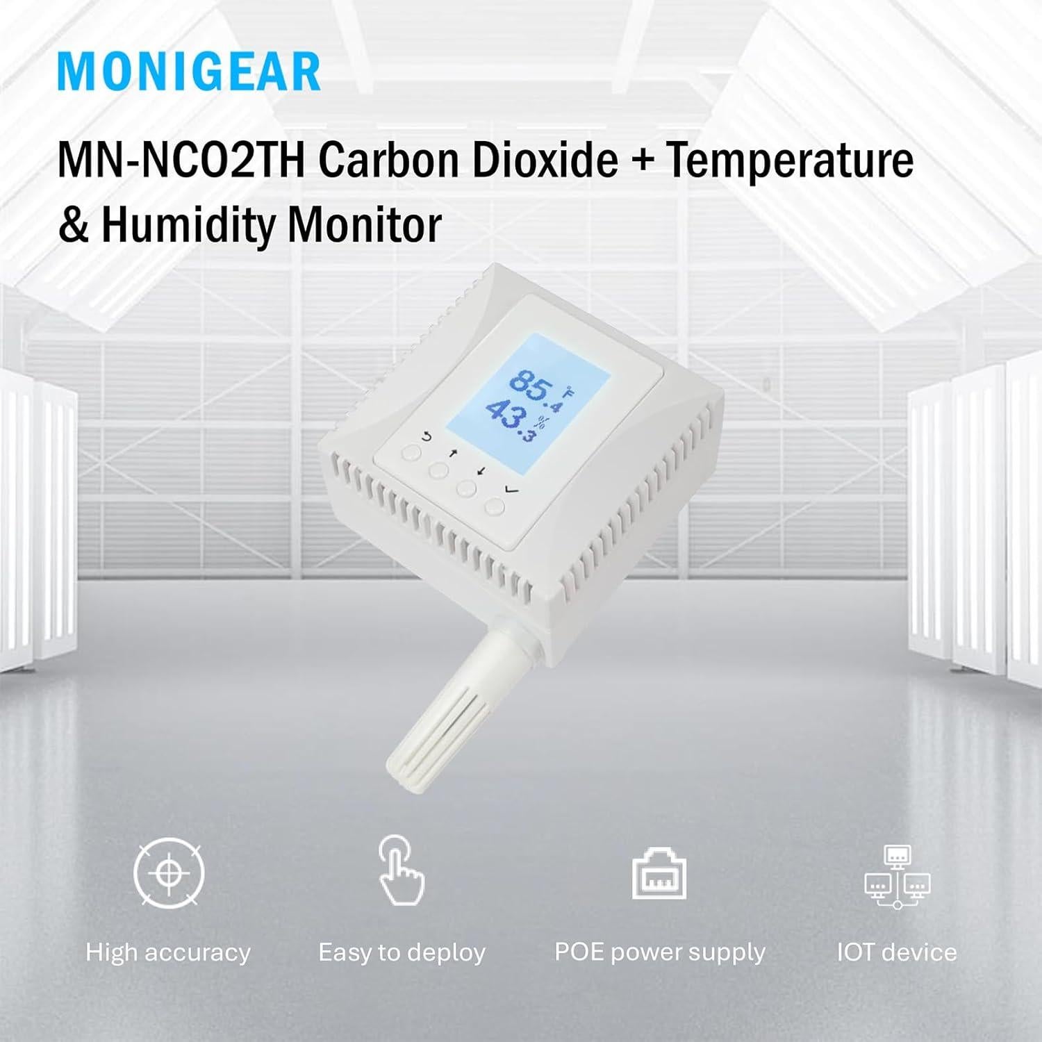 Monitor Ambiental 3 en 1 MONIGEAR MN-NCO2TH CO2 Temperatura Humedad