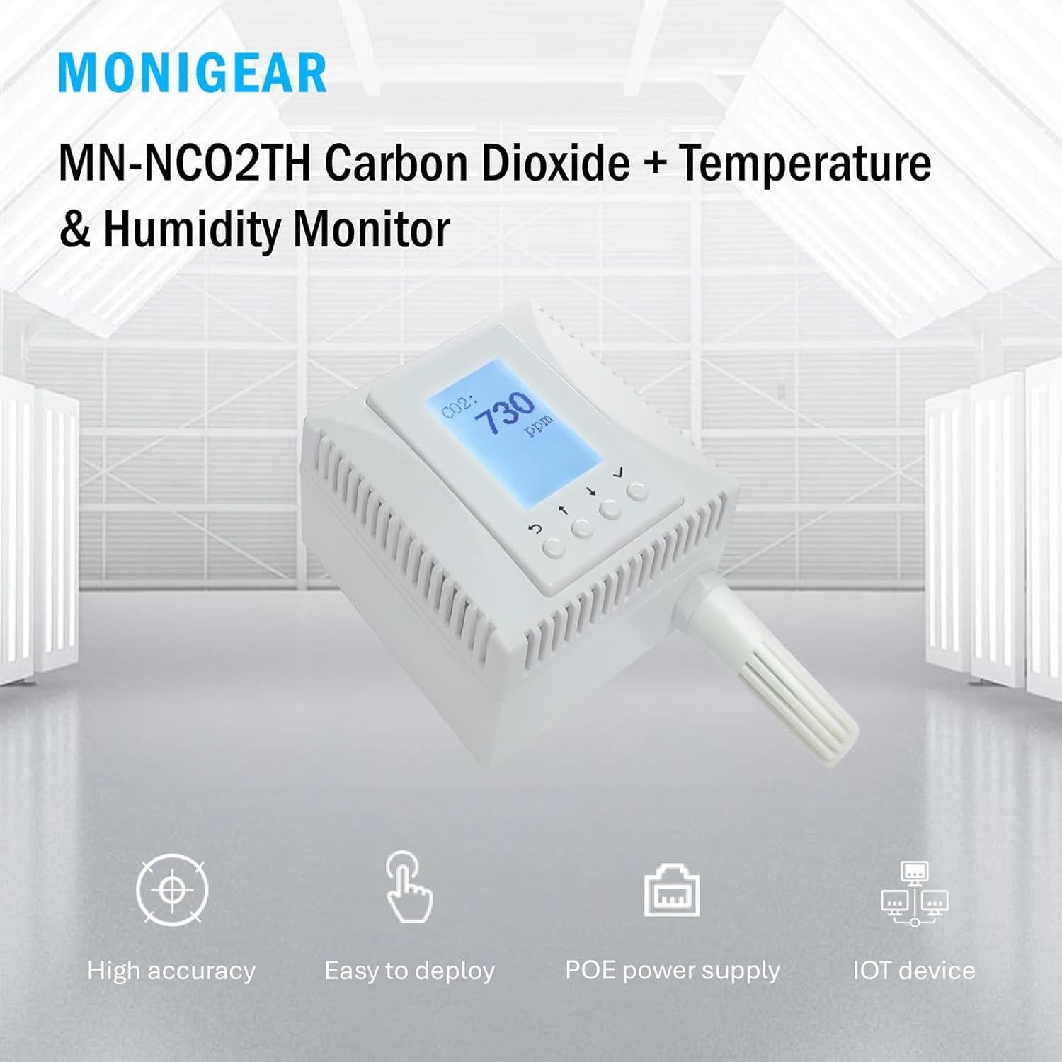 Monitor Ambiental 3 en 1 MONIGEAR MN-NCO2TH CO2 Temperatura Humedad