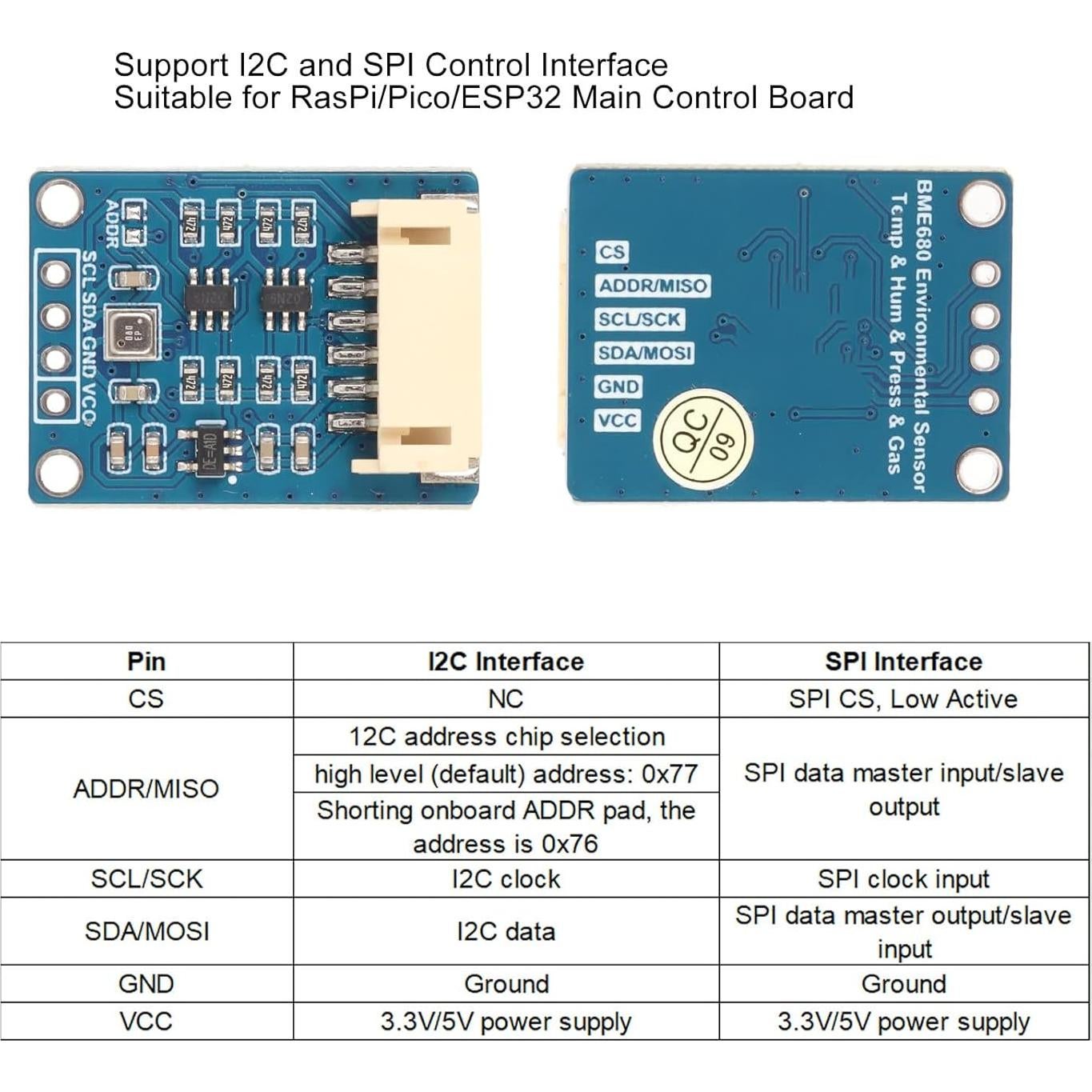 Módulo Ambiental BME688 Goshyda I2C SPI Sensor de Temperatura y Humedad